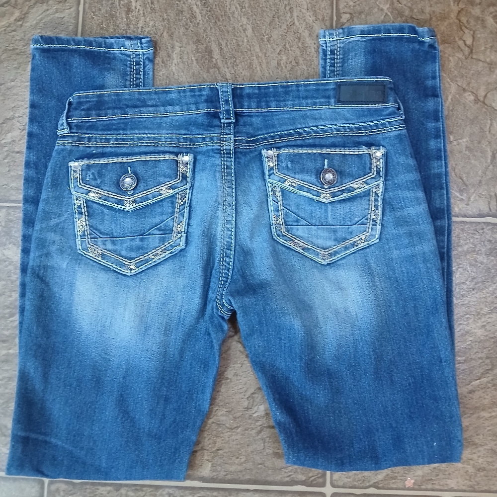 Daytrip Womens Aries Skinny Sz 32L Denim Jeans Cowgirl Weastern Button Pocket